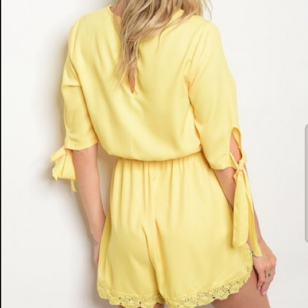 Yellow Romper Crochet Detail Boho - Picture 3 of 8